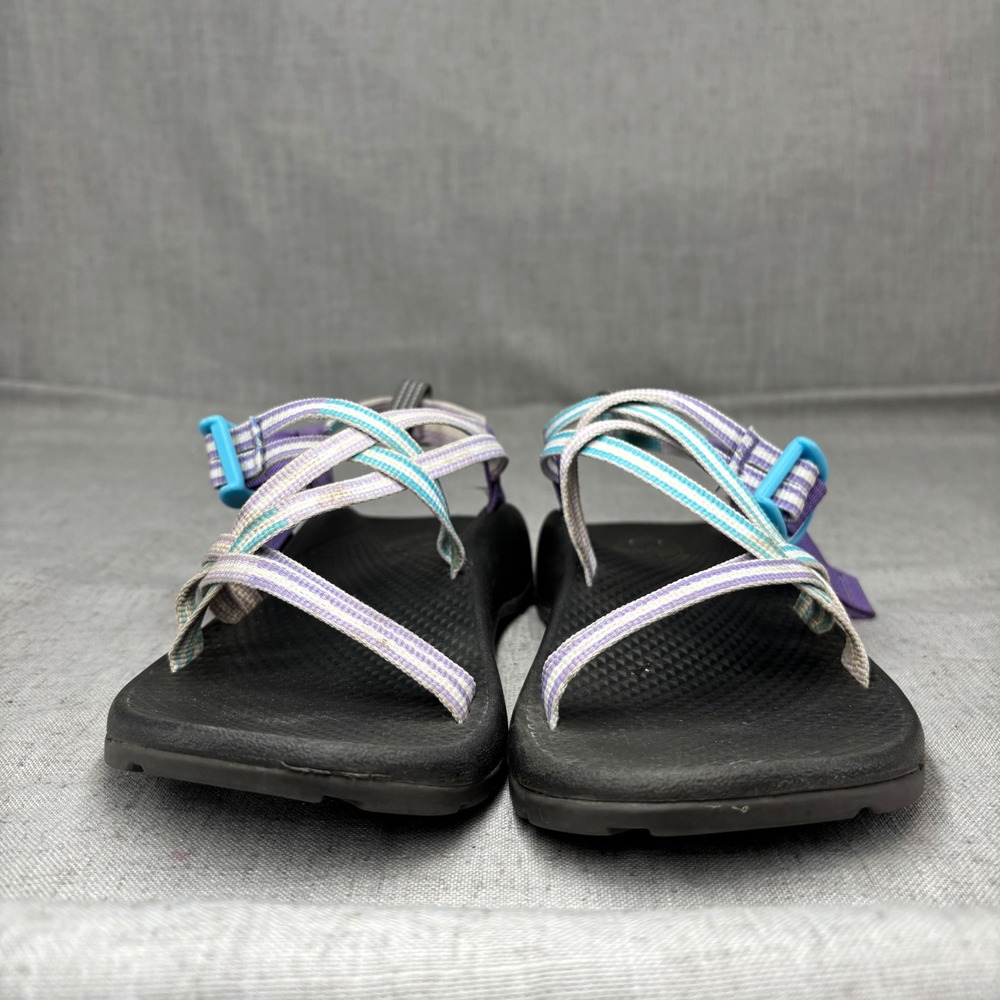 Chaco Kids Z1 Ecotread Strappy Sandals Purple Teal Striped Gorpcore Size 5 - Picture 4 of 11
